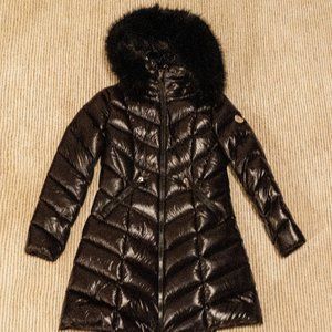 Moncler Fulmarre Faux Fur-Trim Jacket Size 2 Black